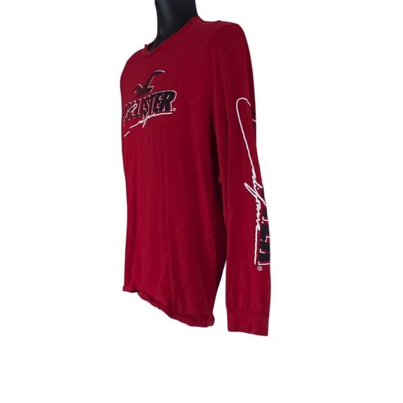 Hollister Men's Size Large Red Black White Logo Long Sleeve T-Shirt - Picture 5 of 5
